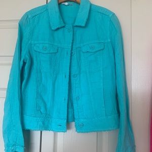 Turquoise women’s linen jacket lightweight extra small